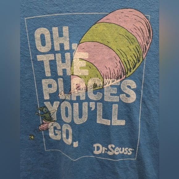 Dr. Suess YOUTH T-shirt medium blue Oh the places you'll go! - Picture 3 of 4
